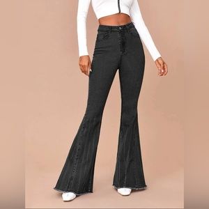 Raw Hem Flare Leg Jeans